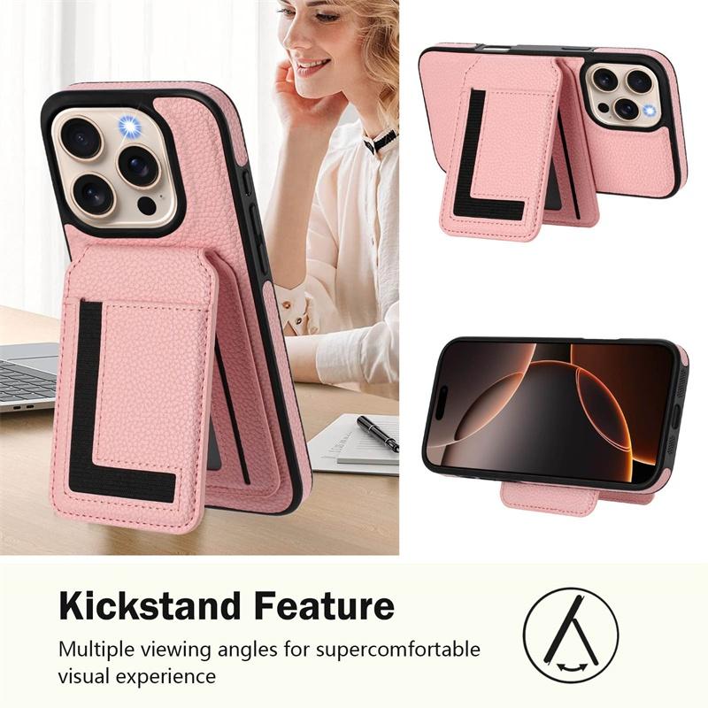 For Iphone 11 12 13 14 Pro Max 7 8 Plus SE 2 3 2022 Case Protective Cover Card Holder Stand Coin Magnetic Wallet Supports Wireless Charging