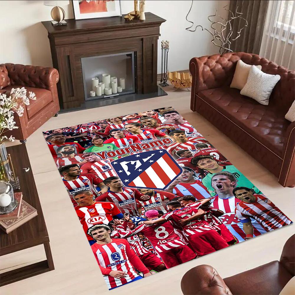 Atletico Madrid Personalized Text Floor Rug Office Rug Suitable for Study room Outdoor Game Room Dining Room Antislip Carpet Decorate Offices
