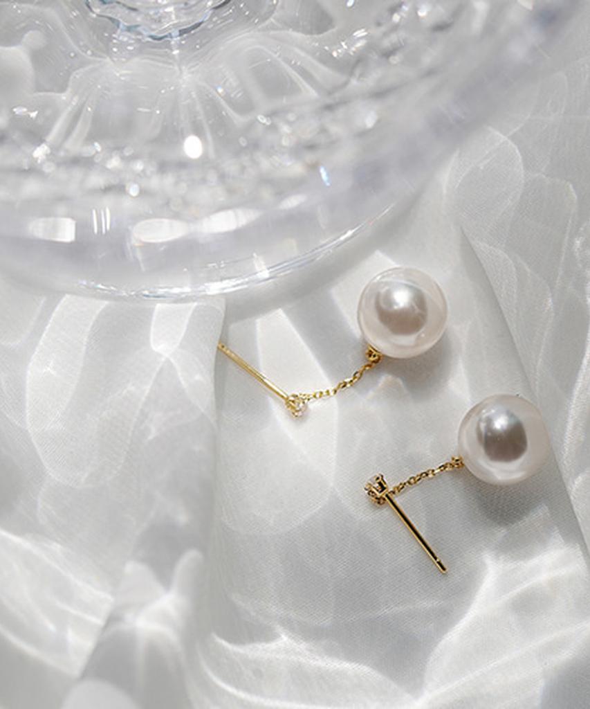Alleun Silver 925 Cubic Drop Swarovski Pearl Earrings