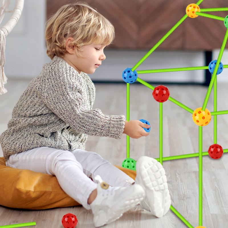 Children's DIY Splicing Tent Construction Game House Toy Piercing Bead Tent Splicing Accumulation