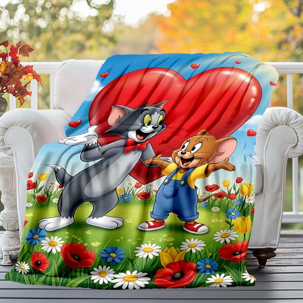 1pc Tom and JerryOutdoor Flannel Blanket Soft Plush Decor for Picnics, camping,Bedroom, Playroom, or Lunch Breakn1125A