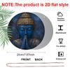 2D Flat Aluminum Vintage Blue Zen Buddha Putuo Round Metal Sign, Man Cave Wall Art Sign for Front Door, Zen Garden Accessories & Meditation Room