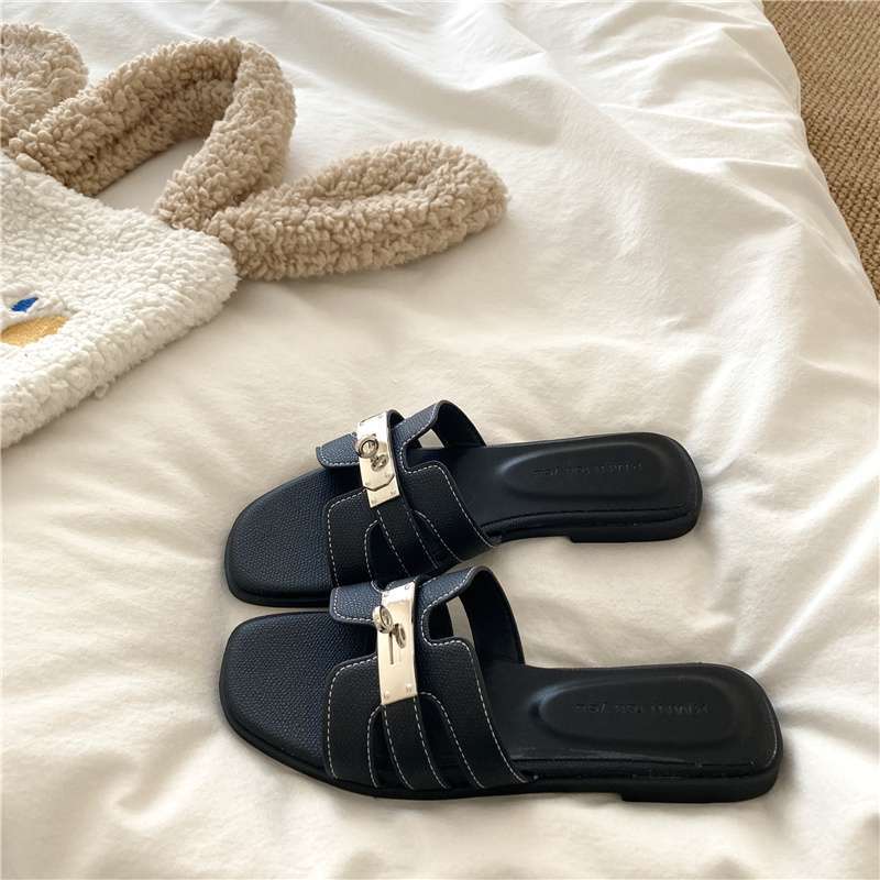 

Стильный стиль old money~! Узкие французские инс нежные летние прохладные тапочки женские ленивые дышащие тапочки на плоской подошве 40