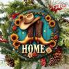 Metal Wall Art Cowboy Boots Hat Sunflowers Tin Sign 8x8 Inch Home Decor