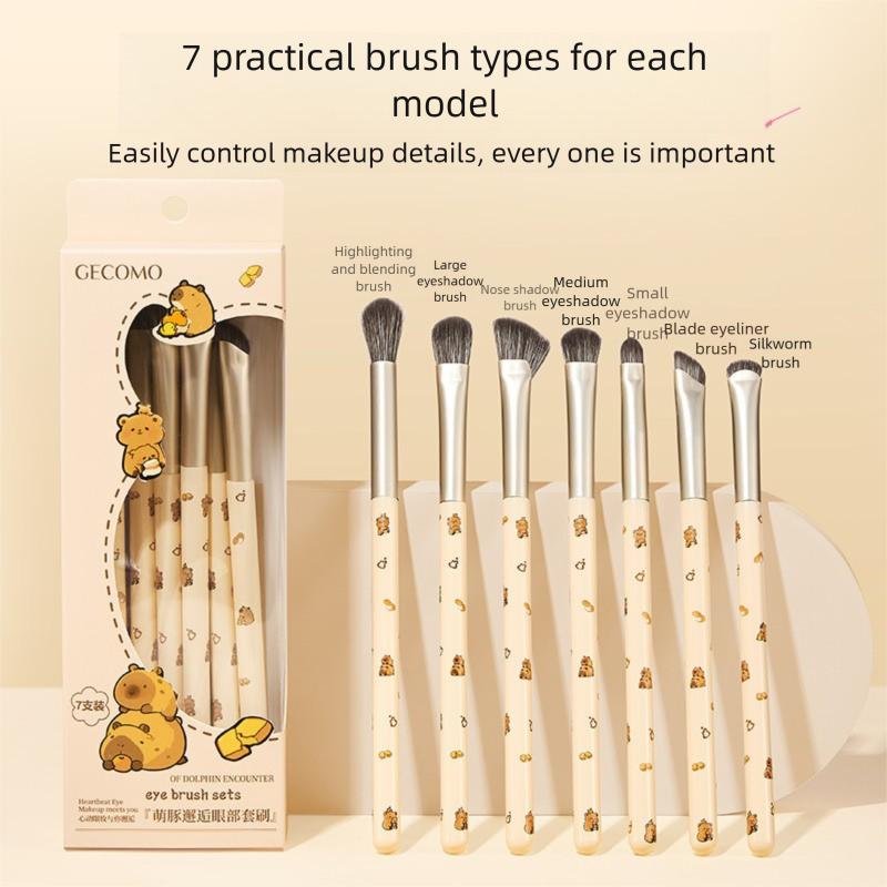 GECOMO Sada štětců na oční make-up, Štětec na detaily & Štětec na roztírání, Štětce na stíny do nosu & Štětce na oční stíny, Kompletní sada nástrojů pro začátečníky