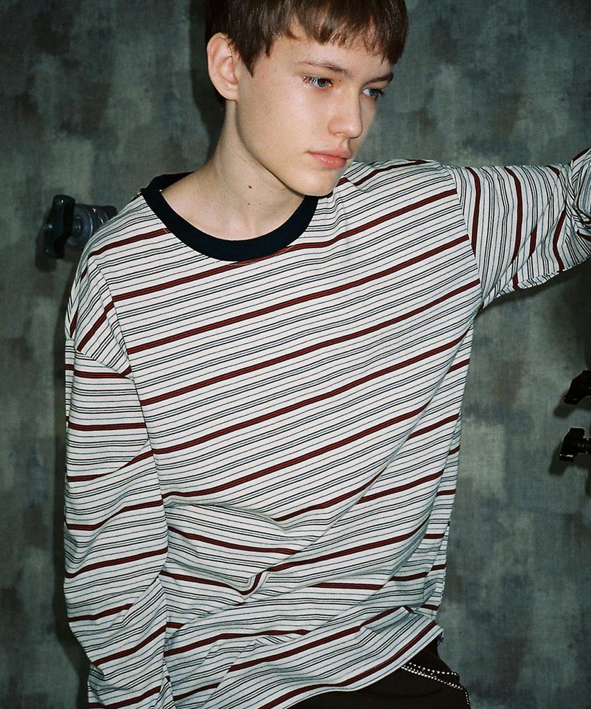 CONICHIWA BONJOUR Multi-Stripe Long Sleeve (White/Brown)