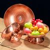 Tibetan Red Copper Bowl Fruit Dish Auspicious 21 CM Buddhism Engraving Plate Altars Food Tray Desktop Indoor Home Decorative