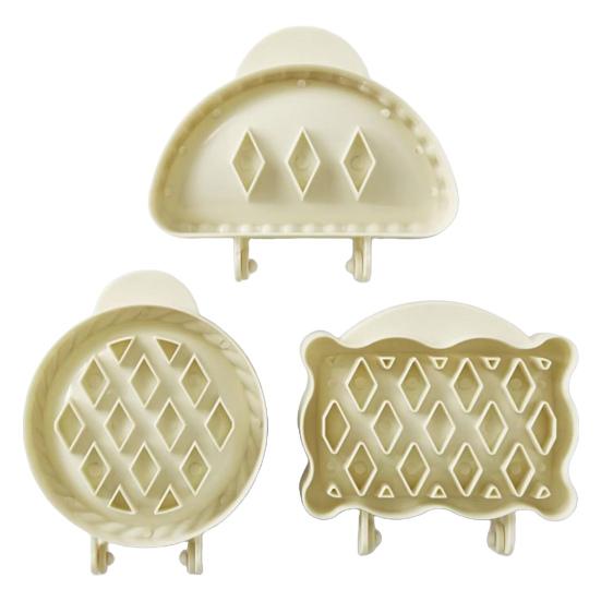 Yousheng 3Pcs Fall Hand Pie Mold Plastic Cutters Apples Pumpkin Ghost Shapes Cake Mold Food-Grade Baking Tools for Halloween Christmas Treats