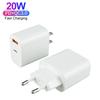 Certified Fast Charging PD 20W QC3.0 Charger USB-C Travel Power Adapter Dual Port Charger for IPhone Android