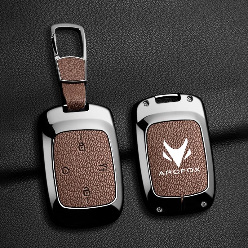 Zinc Alloy Leather Car Smart Remote Key Cover Key Shell, Arcfox T1 Keychain, Car Keychain, Key Cover, Car Accessories