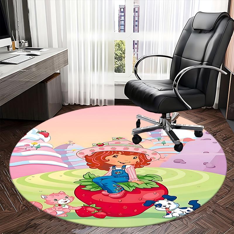Strawberry Shortcake Chair Mat Round Carpet - Home Decor, Office Rug, Gift for Kids, Suitable for Bedroom