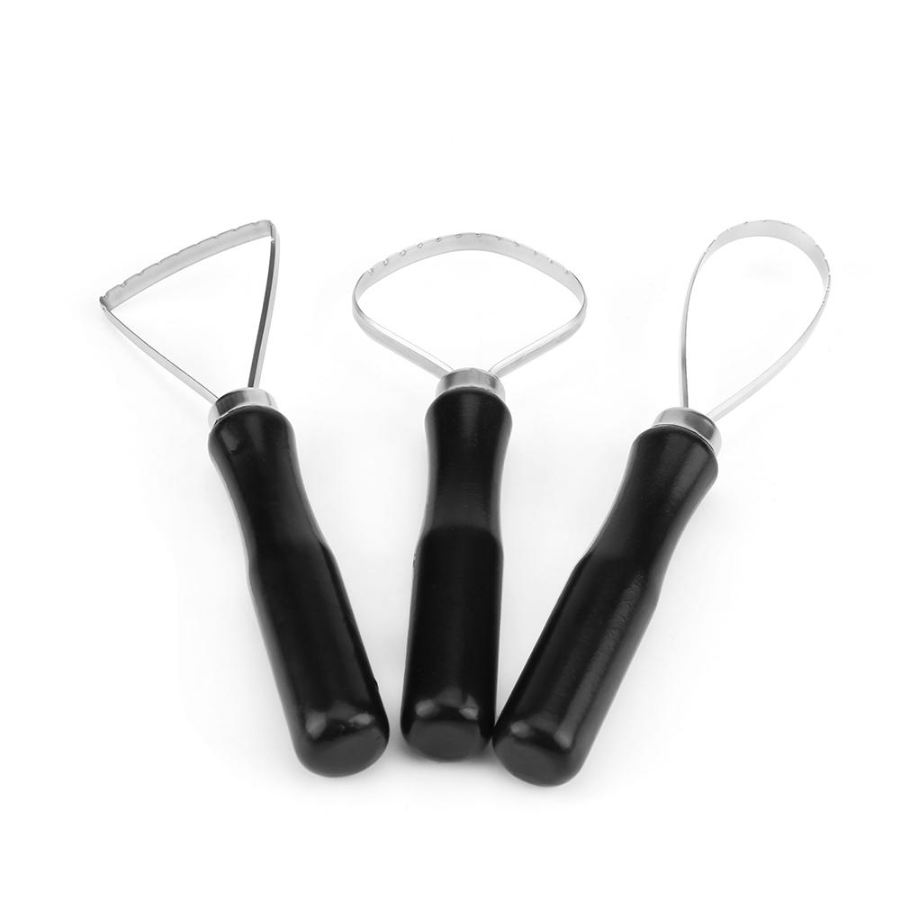 3 Pcs Set Wood Pottery Clay Sculpture Big Loop Tool with Steel Flat Wire