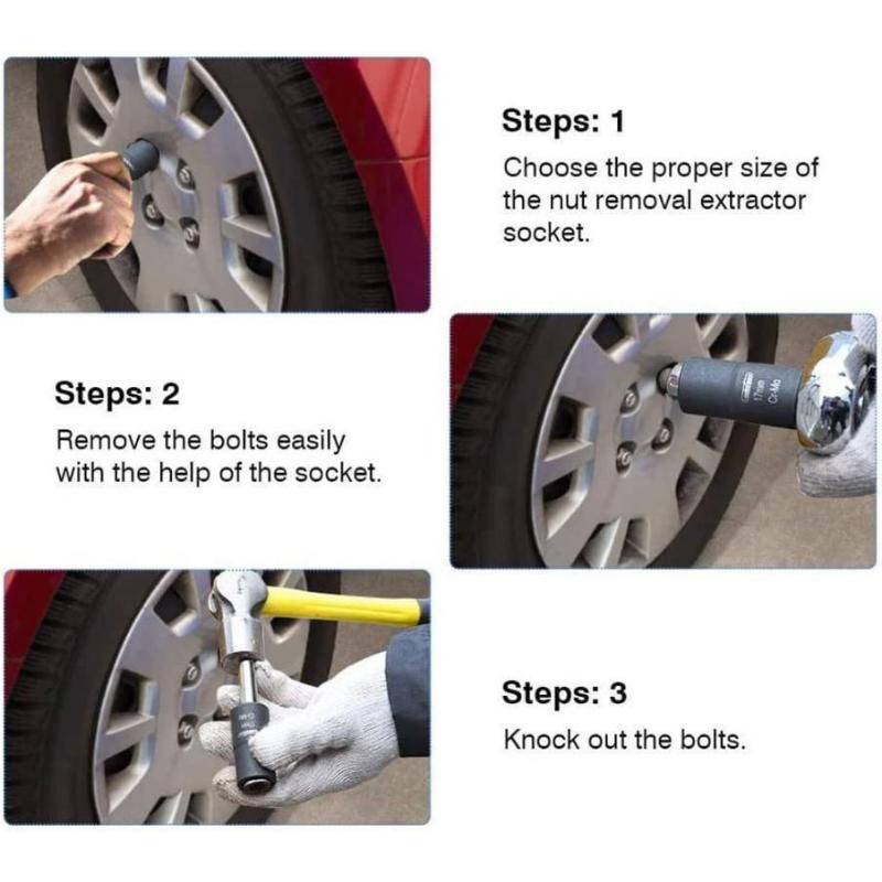 Set de scule de extracție a șurubului de șurub de impact de 1/2 inch pentru îndepărtarea piulițelor 17 mm 19 mm 21 mm 22 mm Set de prize de răsucire pentru îndepărtarea piuliței Instrument de extracție Roată de blocare