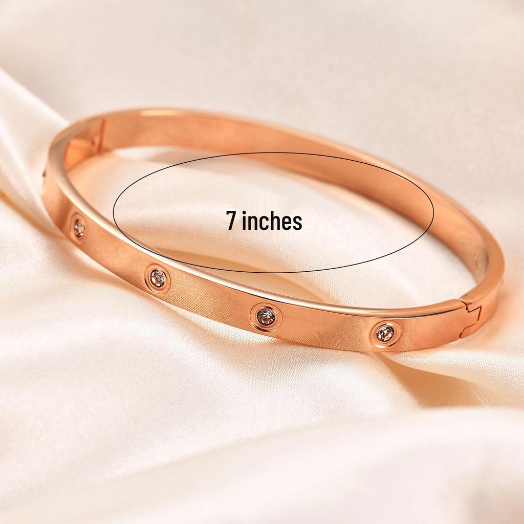 Stylish Zirconia Open Cuff Bracelet - 4MM/6MM Stainless Steel Couple Design