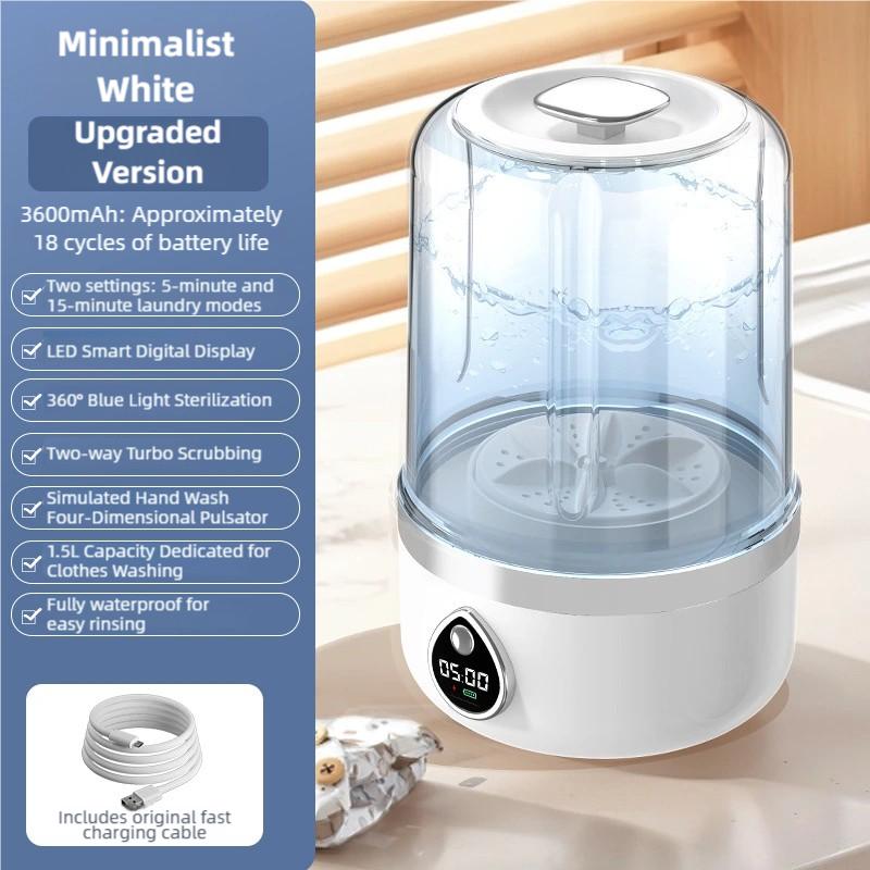 Cordless 1.5L Mini Washer 3600mAh Dual Speed Adjustable for Traveling Socks Underwear Portable Clothes Washing Cups
