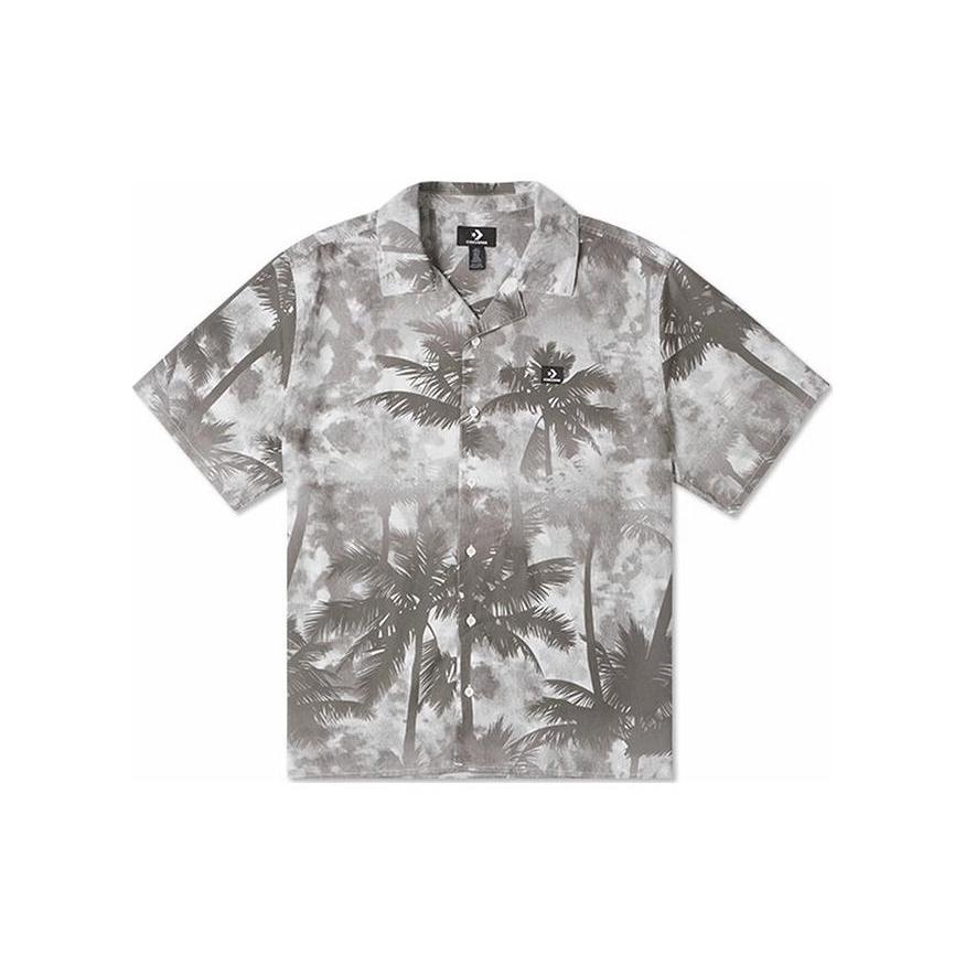 Converse Resort Palm Trees Button-Down Shirt Asia Sizing Black Palm Men s 10026435-A01 S