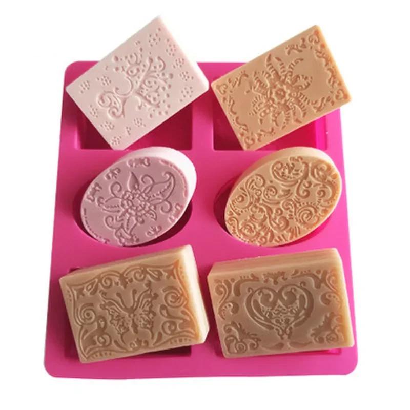 Kitchen Creative Handmade Molds 6 Hole 3D Candle Mold Silicone Soap Making Mold Candle Shaping Resin Craft Home Decor Mold