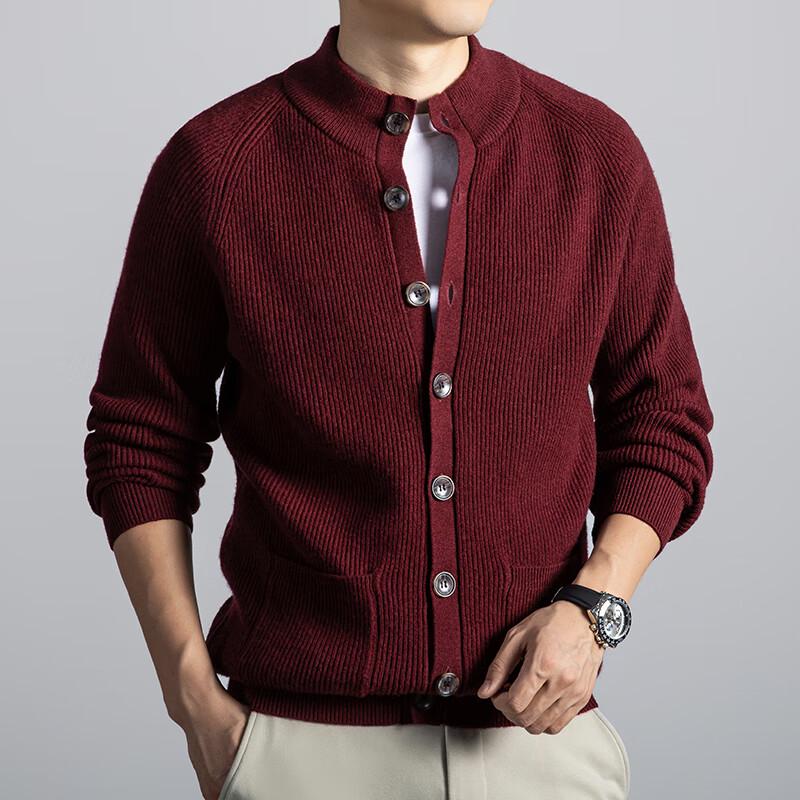 

Hengyuanxiang Men s Thick 100% Wool Round Neck Cardigan 2XL (185)