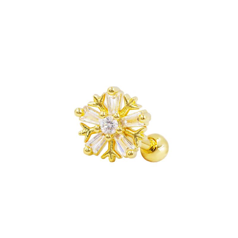 Four-Leaf Clover Snowflake Cartilage Stud Earrings