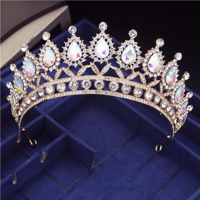 Gorgeous Pink Crystal Headbands Queen Tiaras And Crowns Bridal Hairband Girls Prom Party Wedding Hair Jewelry Accessories