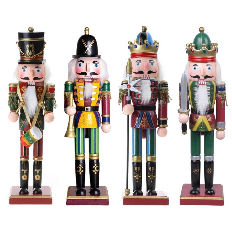 Colorful Wooden Nutcracker Soldier King Figurine Christmas Decor for Shelves