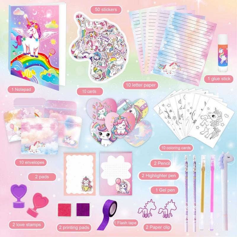 Girls DIY Unicorn Stationery Set Themed Gift Girls Ages Letter Making Kit  Creative Writing Set Great Gift  Arts Crafts Kit