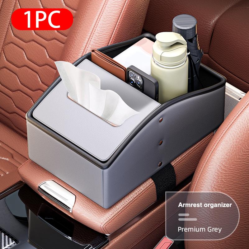 SEAMETAL Car Armrest Storage Box Auto Central Console Elbow Rest Case Multi-functional For Car Tissue Bottle Phone Holder Box