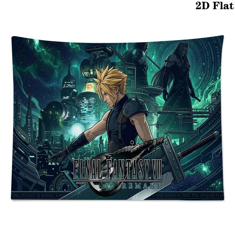 ffvii Game Wall Tapestry Aesthetic Wall Hanging Printed Fabric Blanket Decorative Tapestries for Bedroom Living Room Home Decor