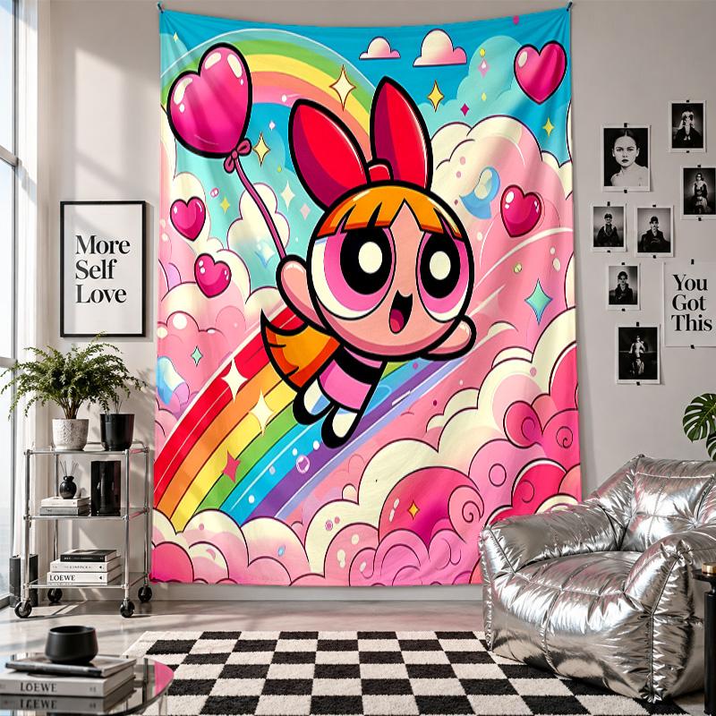 Wall TapestryThe Powerpuff Girls Art Hanging Cloth Decorative Background Cover for Room Decoration