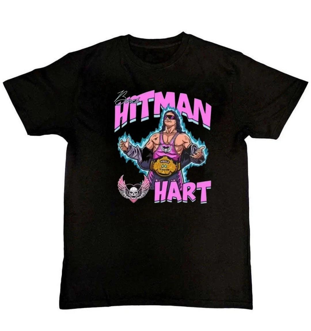 Bret Hitman Heart Multicolored Print Mens Unisex 100% Cotton T-shirt Mens Tees Top 2XL