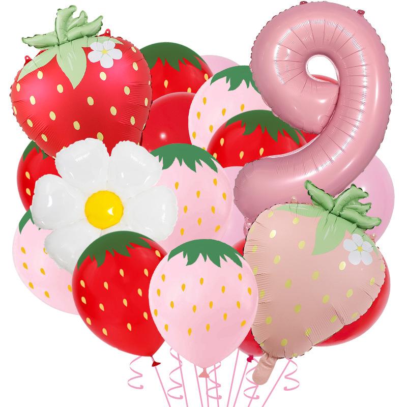 

20 шт. Шары для вечеринки на тему клубники Милые 12-дюймовые латексные шары-клубники Для дня рождения детей, выписки из роддома, фруктовой вечеринки Number&32inch