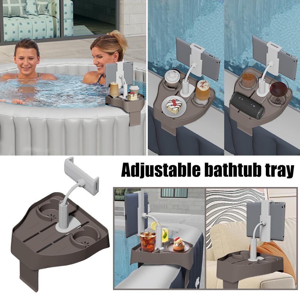 3-in-1 Adjustable Cup Holder Phone Holder for Outdoor Inflatable Pools/Spas, Hot Tub Caddy Drink Tray, Must Have Pool Accessory
