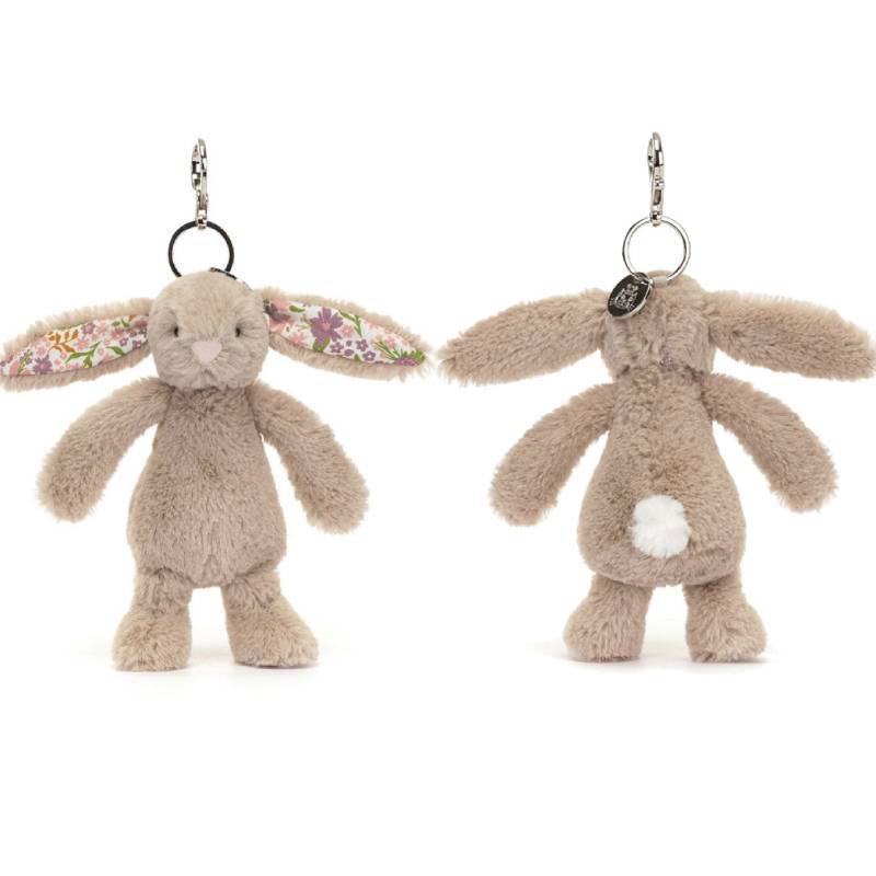 Plush Jellycat Rabbit Pendant With Floral Ear Design For Daily Bag Decoration