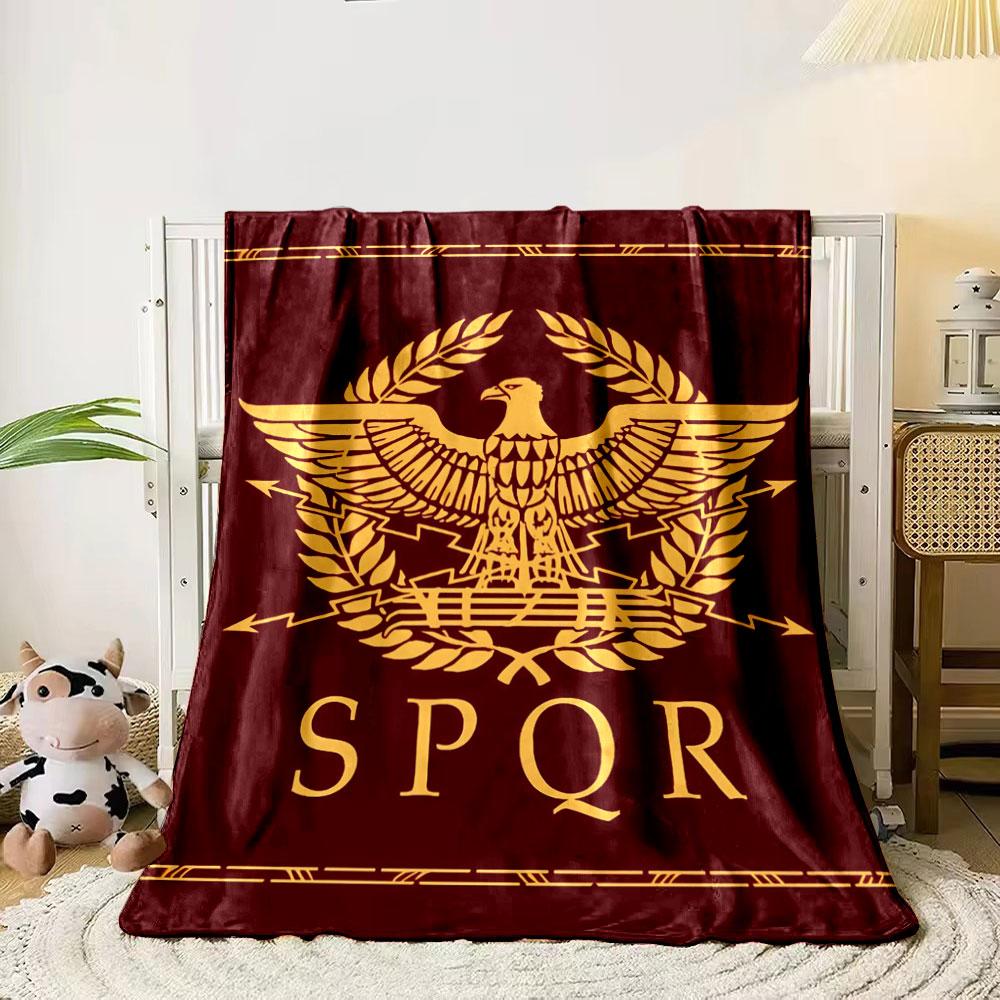 A Gold Eagle with Spread Wings, Laurel Wreath, SPQR Inscription Below. for All Seasons Blanket Lunch Break Throw Gift