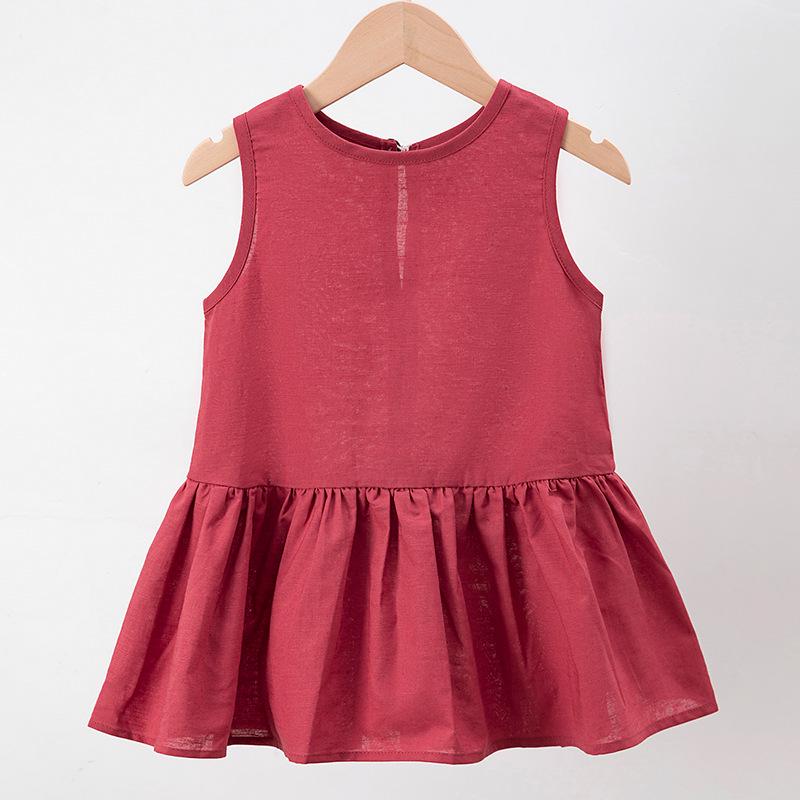 

Весна и Осень 2025 Хлопковое платье-слинг для девочек - Летняя мода А-класса для детей 90 cm красный