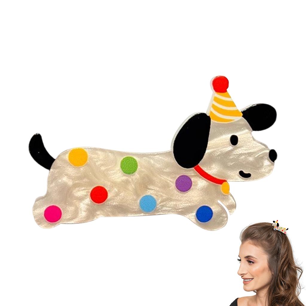 Acrylic Puppy Shape Hair Clips Cartoon Non-Slip Fringe Clips for Daily Home Office Outdoor