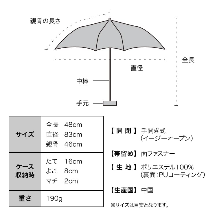 Parasol by Masayuki Oki x Sun and Rain Blackout Cat Folding Commuting to Work or Polka [2025] Wpc. Umbrella, Dots, Mini, Gray, Umbrella, Lightweight,