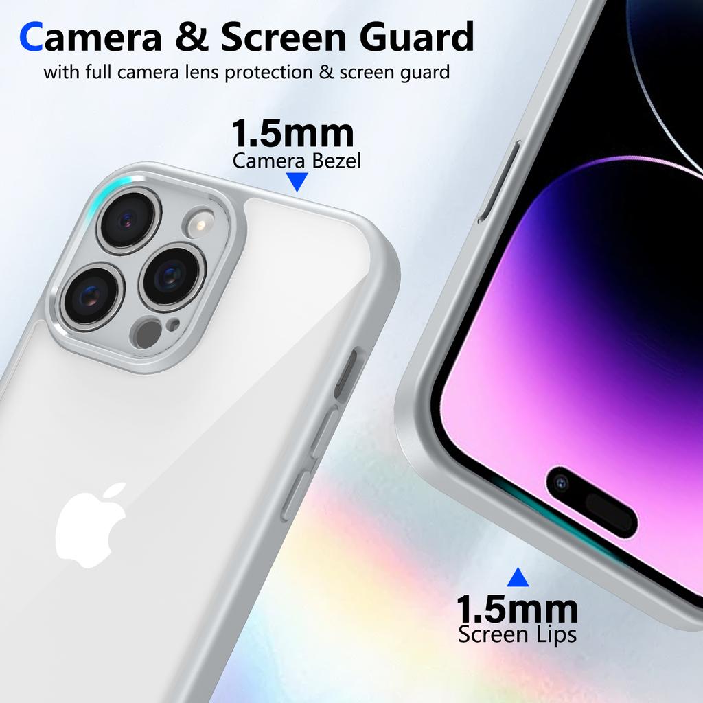 For iPhone 14 Pro Case Matte Skin Touch Clear PC + TPU Shockproof Phone Back Cover