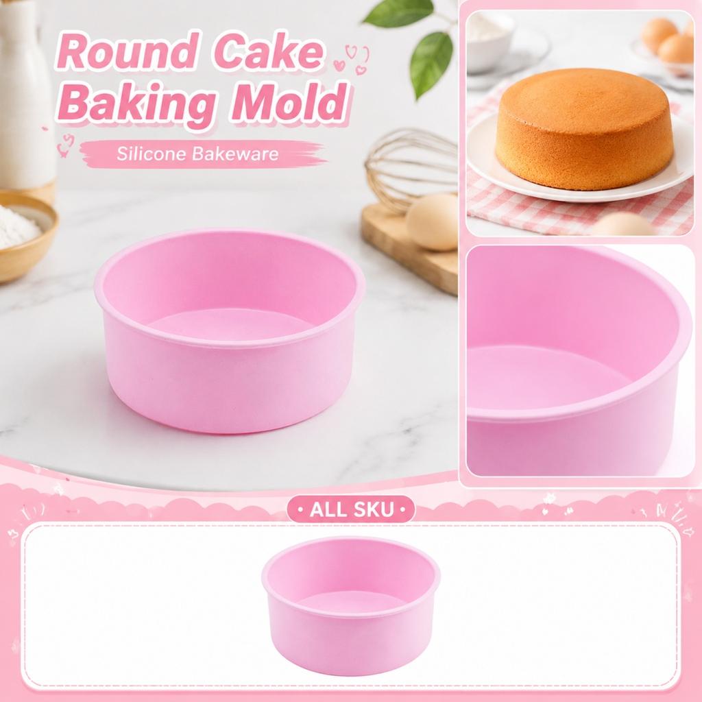Round Silicone Pan for Baking - Flexible Nonstick for Cakes, Breads and Desserts
