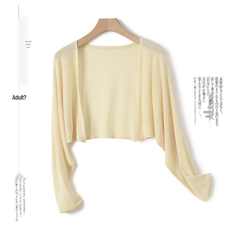 Women's Plus Size Summer Ice Silk White Sun Protection Cardigan