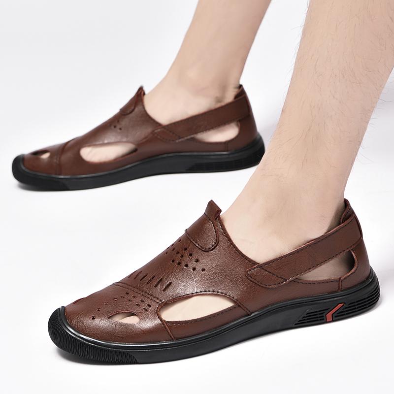 Fashion 2025 Summer Hot Selling Men's Leather Sandals Comfortable Soft Soled Walking Shoes Versatile for Commuting Men's Casual Shoes