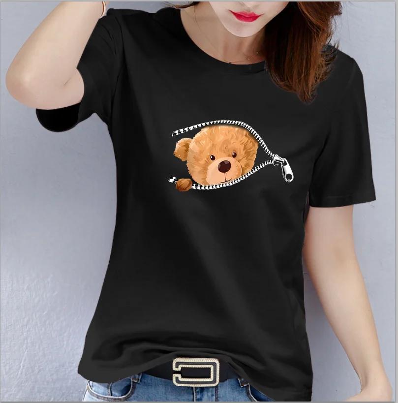 Bear Graphic Print Tshirt Teddy Bear Short Sleeve Crew Neck Casual Top  Womens Clothing Oversized  T Shirt Tops  Harajuku