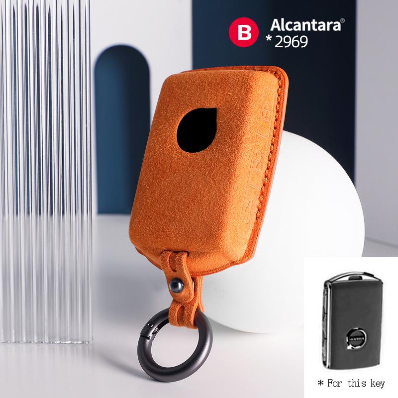 Interior Mouldings Alcantara For Volvo S90 S60 XC60 XC40 V60 V90 Car Key Case Holder Cover Shell Suede Keychain Remote Protector