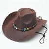 New Western Cowboy Top Hat Rolled Edge Retro Riding Hat Men's and Women's Deerskin Fleece Felt Hat Jazz Hat Sun Hat