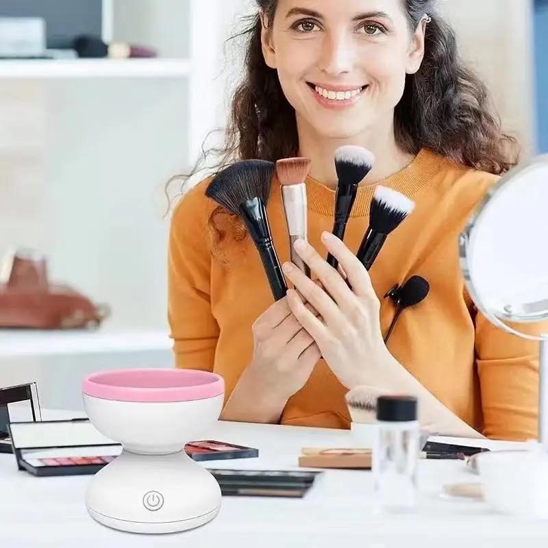 Pulitore per Pennelli da Trucco Due Velocità e Funzione di Disidratazione Portatile da Viaggio Automatico
