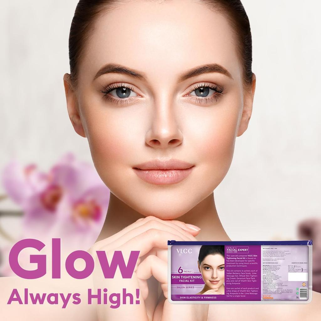 VLCC Skin Tightening Facial Kit 6 Facials 240g + 12ml At Home Rejuvenating Skin Care