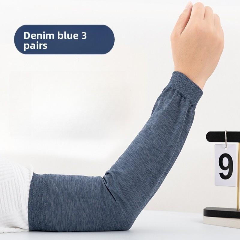 

Thin Breathable Arm Sleeves Extended Mixed Adult Light Seasonal Smooth Blocked Oily Outer Safe Simple Fit Work Hol 40cm джинсовый синий