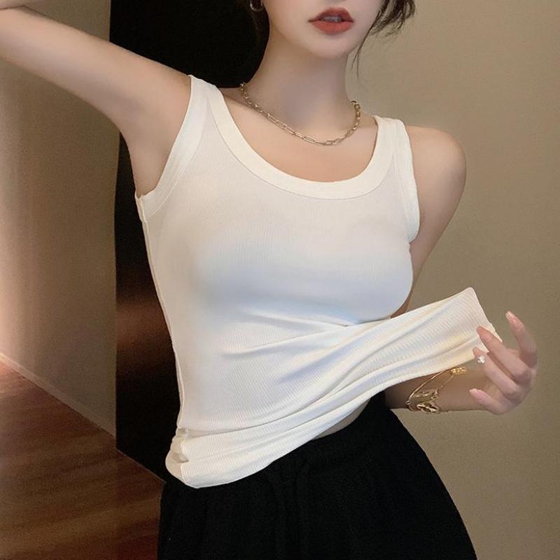 Slim Fit bez rukávů s kulatým výstřihem Ležérní tílka Ženy Móda Jednolité dno Letní vesta Topy Dámské Elegantní Jednoduché Kancelářské dámské tílka Camis 24368