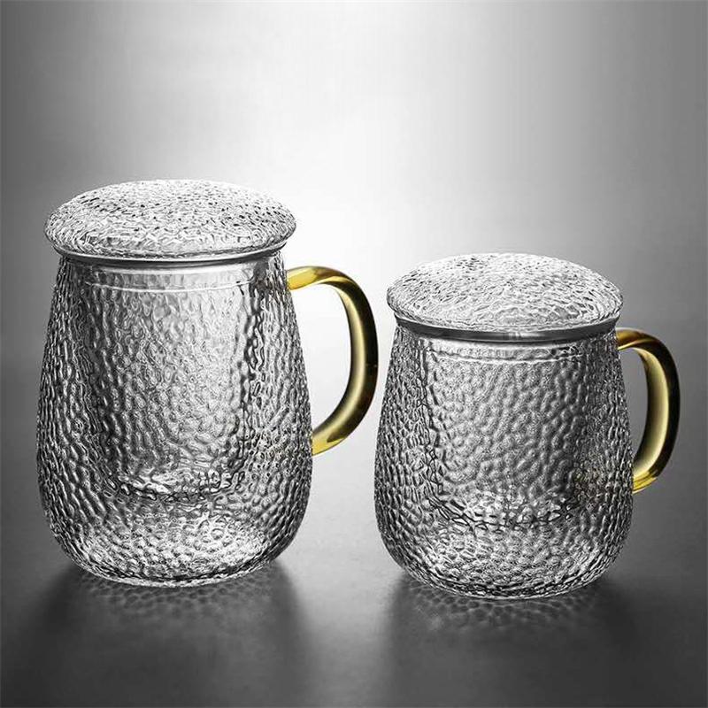 350ML 500ML Heating Resistance Hammer Teacups With Filter Tea Water Separation Water Cup With Lid And Handle Tea Ceremony Cup