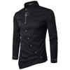 Men's diagonal button irregular European size shirt spring stand up collar men's plus size shirt